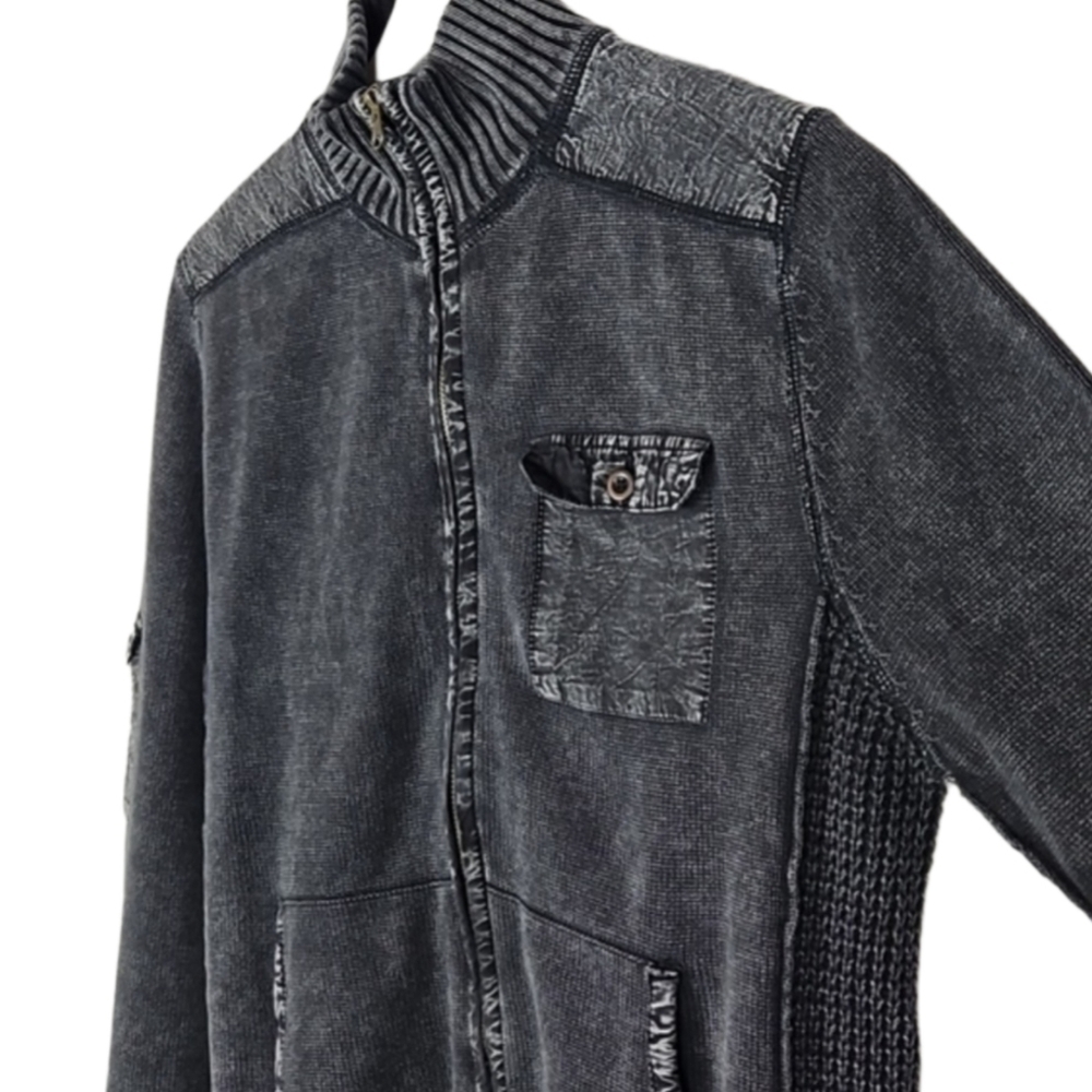 Alex Stevens Gray Cargo Zip Up Sweater with Pockets, M - Picture 3 of 5